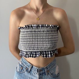 Zara Gingham Bandeau Tube Top